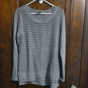 St. John's Bay Gray Scoop Neck Layered Knit Sweater
